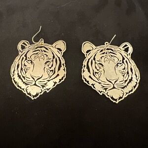Gold Tiger Head Earrings